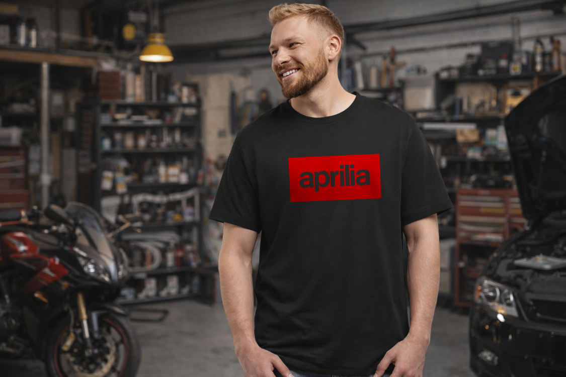 Aprilla Basic Logo Tişört - Siyah ( Ön Sipariş )