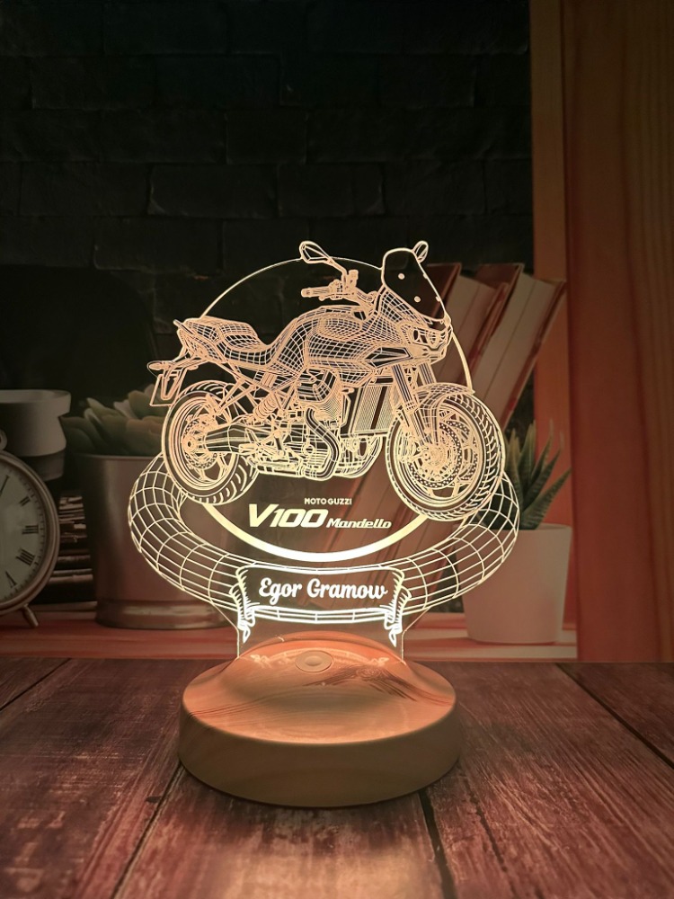Moto Guzzi V100 Mandello 3D Led Gece Lambası