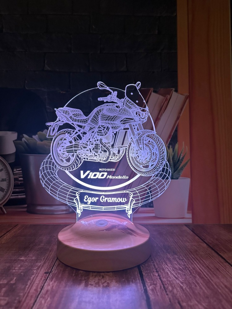 Moto Guzzi V100 Mandello 3D Led Gece Lambası