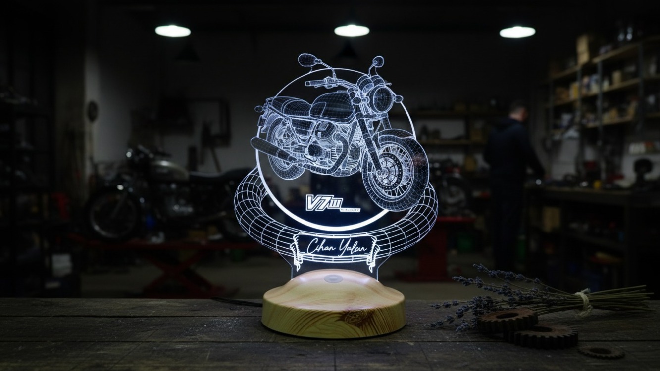 3D Moto Guzzi V7 Led Gece Lambası