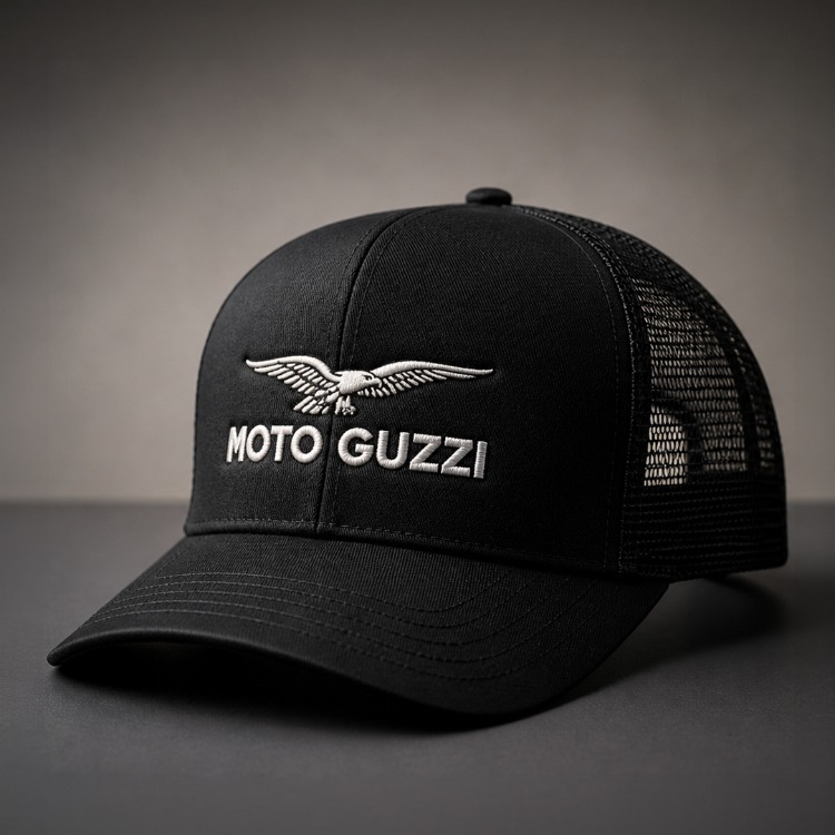 Moto Guzzi Nakışlı Siyah Trucker Şapka I ÜRETİMDE