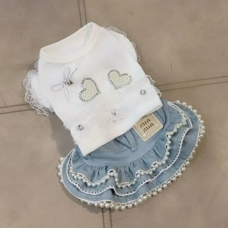 Pearl Heart White Köpek Tişörtü