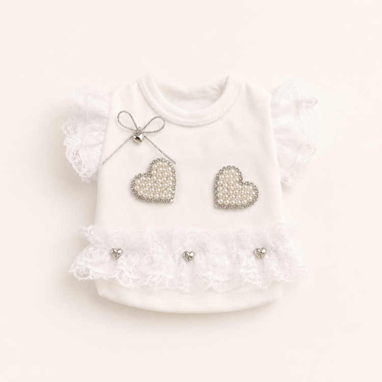 Pearl Heart White Köpek Tişörtü