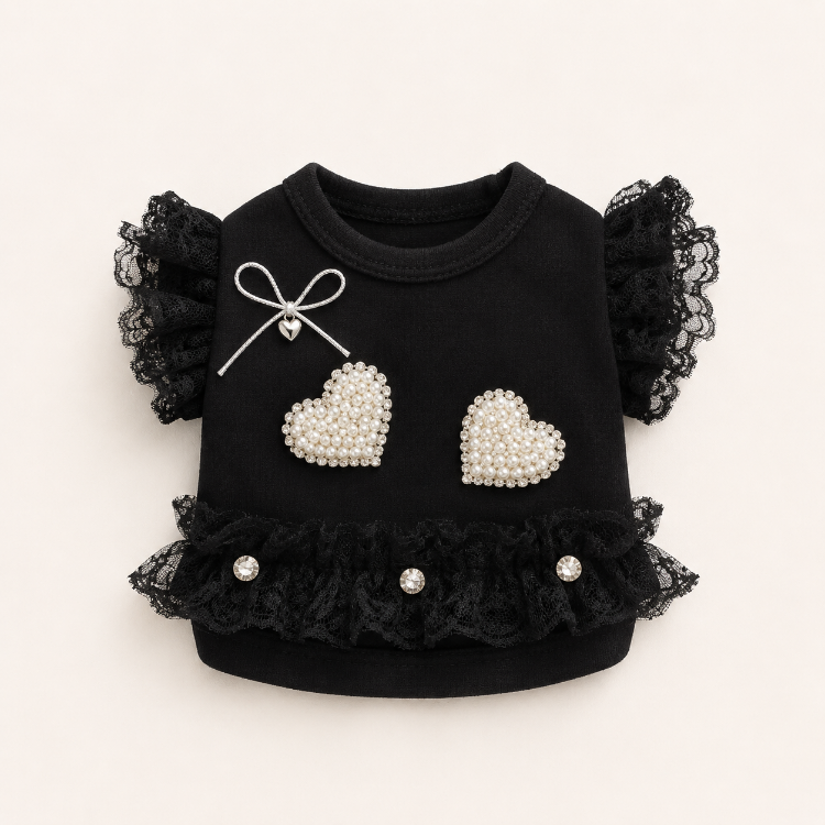 Pearl Heart Black Köpek Tişörtü