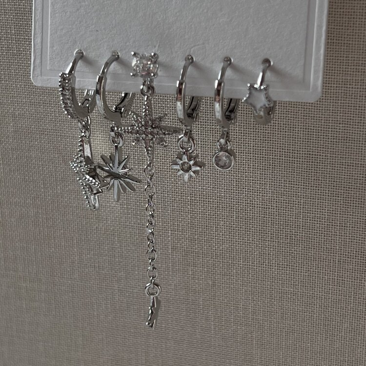 Silver Kutup Yıldızı Küpe Seti 