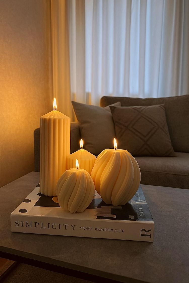 5;li Doğal Dekoratif Mum Seti %100 Soya Wax