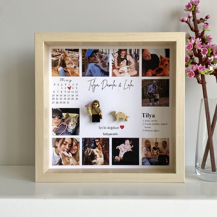 25x25 Fotoğraflı İki Figürlü Kişiselleştirilebilir Çerçeve