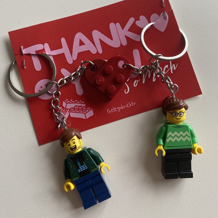 Kişiselleştirilebilir Çift Lego Figür Anahtarlık