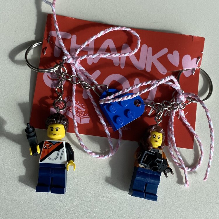 Kişiselleştirilebilir Çift Lego Figür Anahtarlık