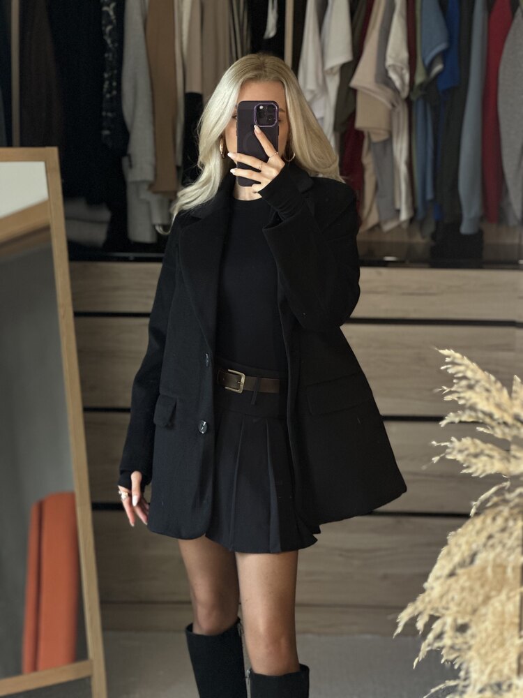 Premium Kalite Siyah Kaşe Ceket