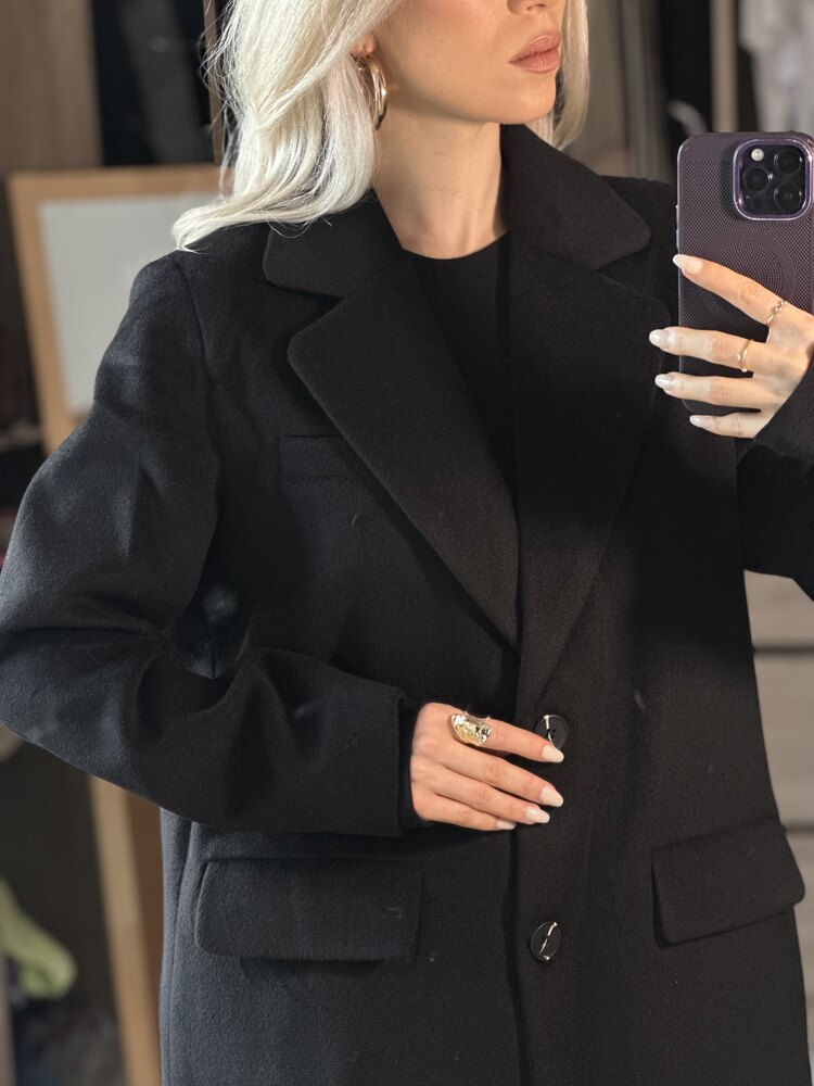 Premium Kalite Siyah Kaşe Ceket