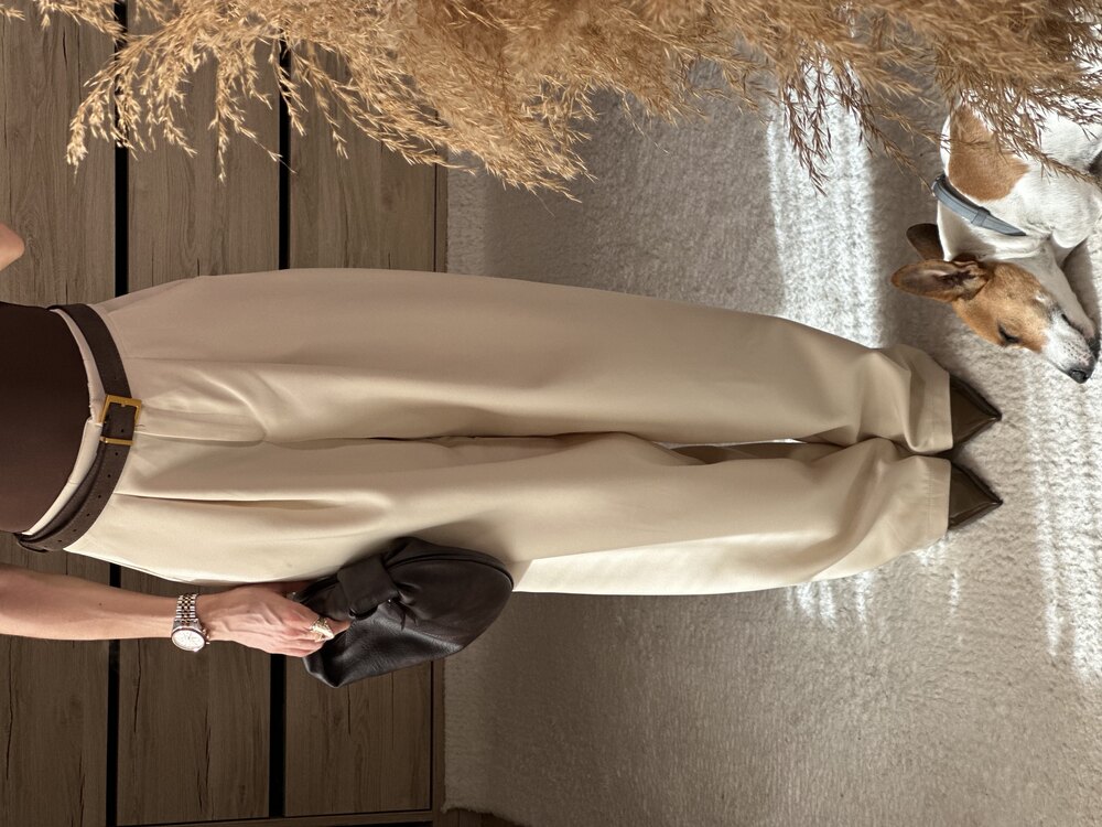 Premium Krem Palazzo Pantolon