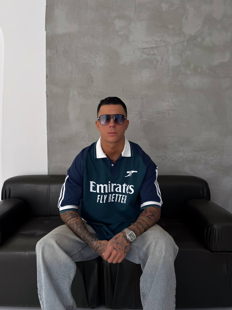 ARSENAL OVERSİZE POLO YAKA T-SHİRT / PETROL