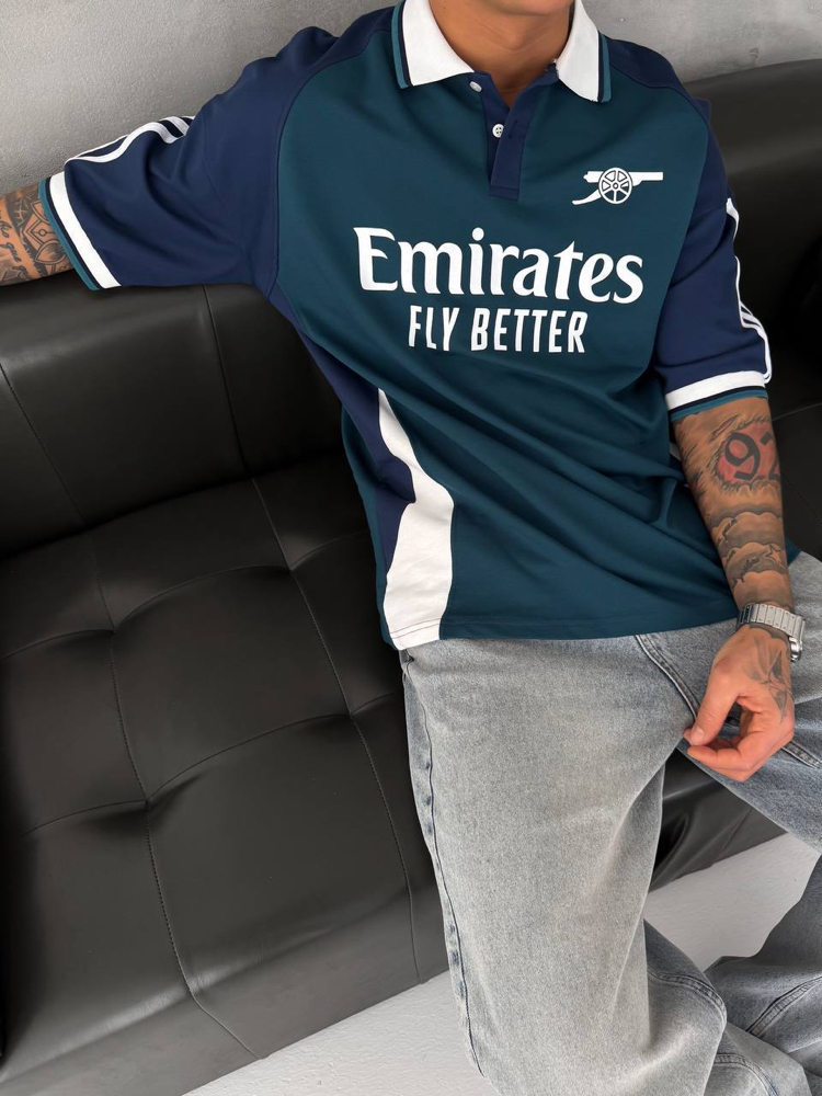 ARSENAL OVERSİZE POLO YAKA T-SHİRT / PETROL