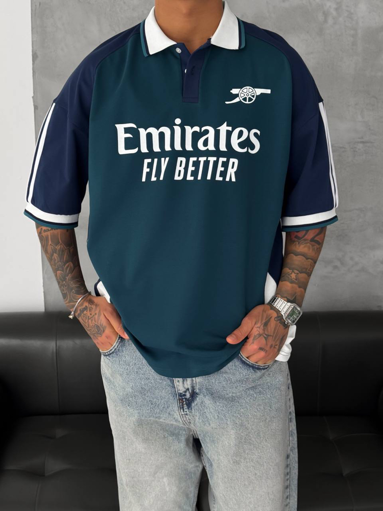 ARSENAL OVERSİZE POLO YAKA T-SHİRT / PETROL