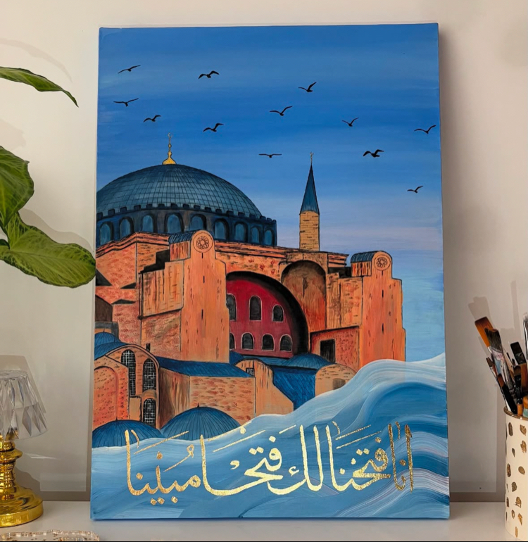 Üç mescid çiçekli ve Ayasofya