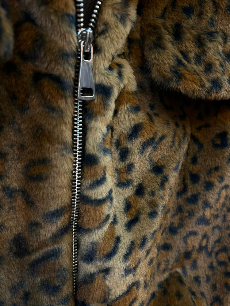 Leopar desen peluş yelek