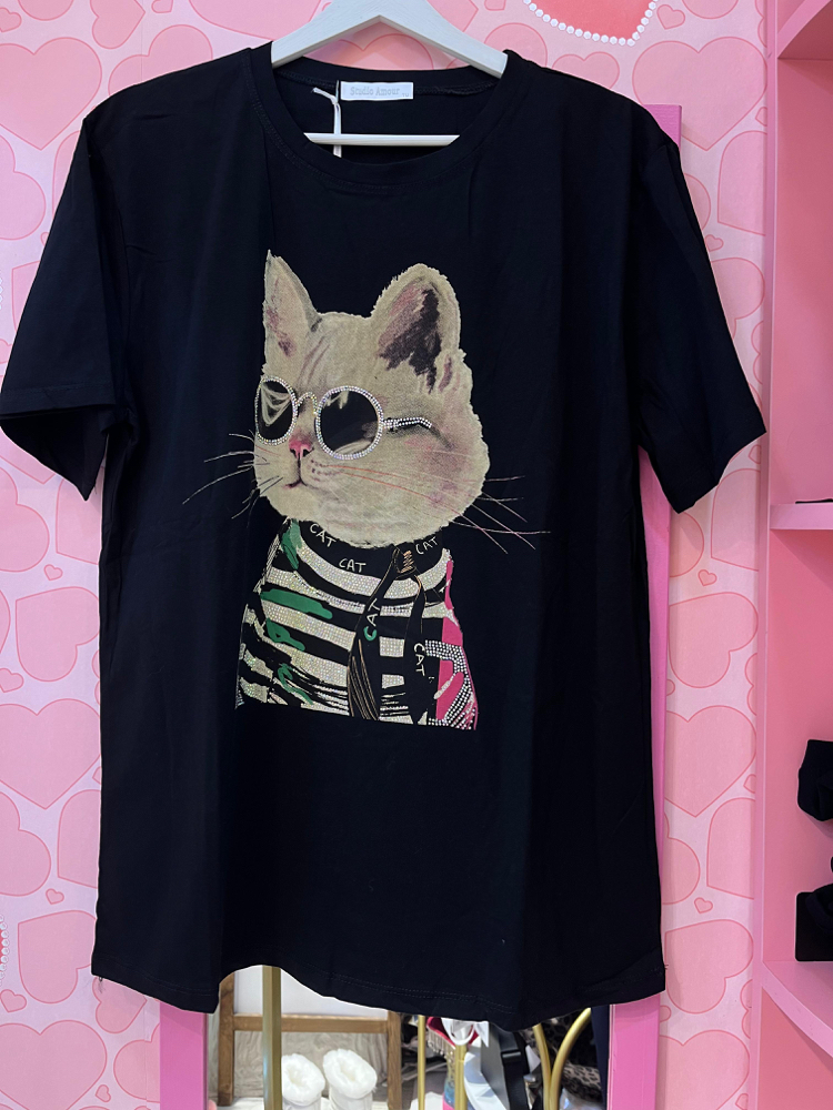 Kedi baskılı tshirt 