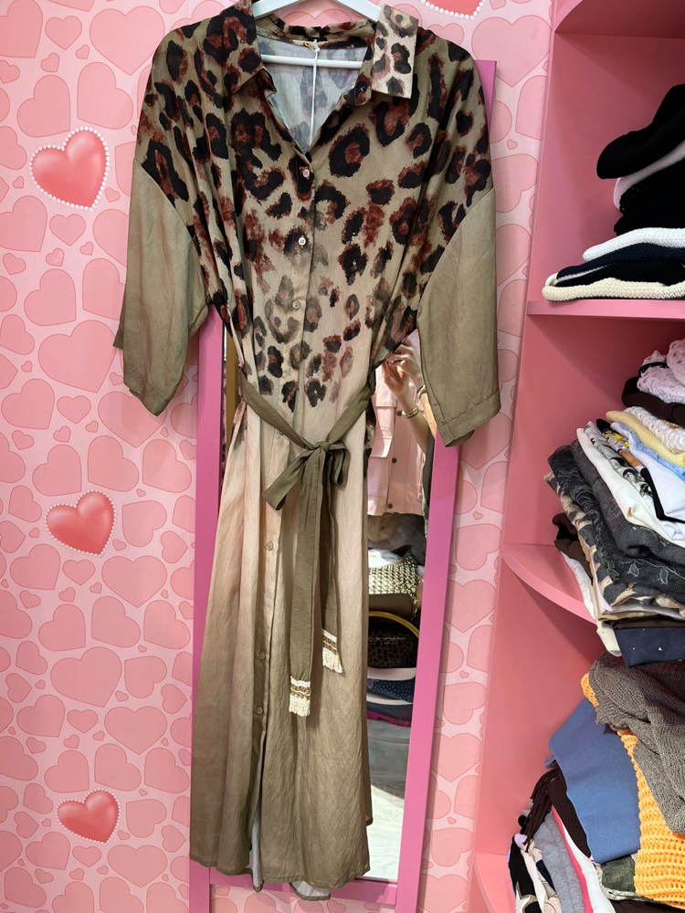 Leopar baskılı gömlek elbise