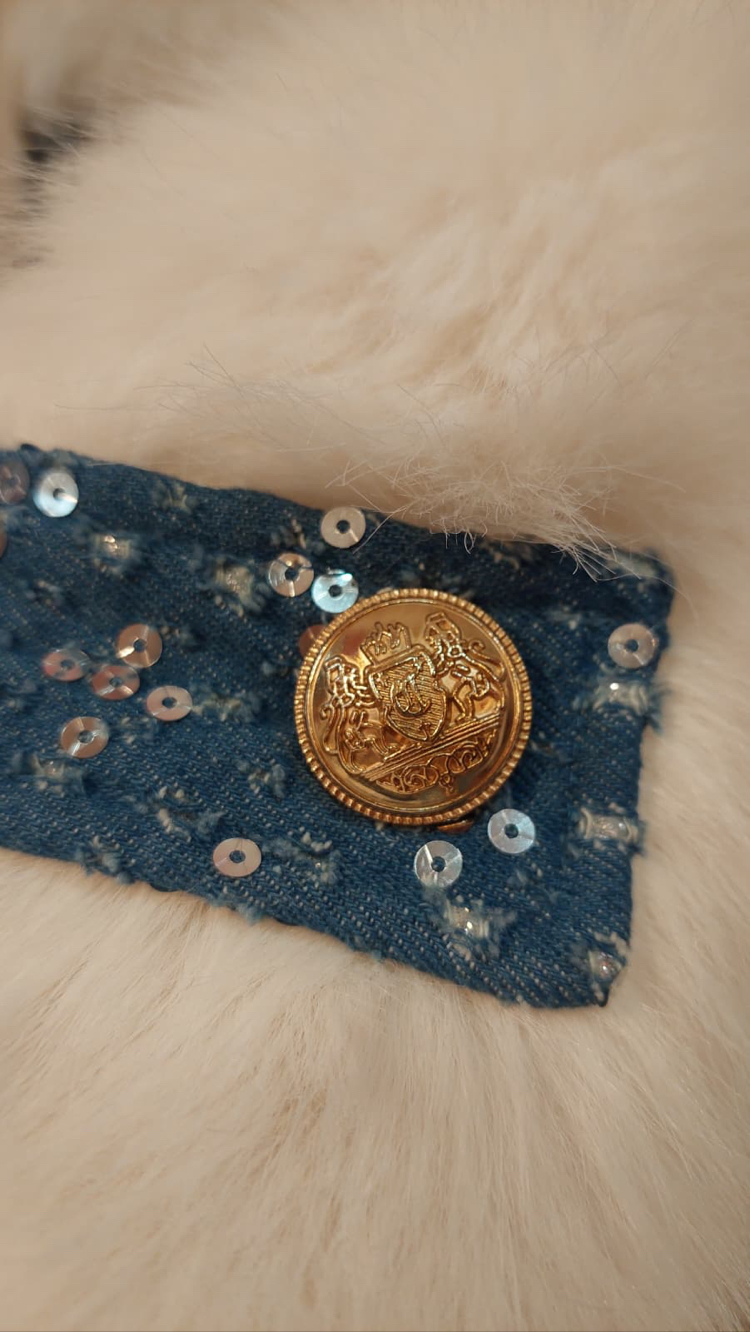Jean&payet detaylı peluş ceket