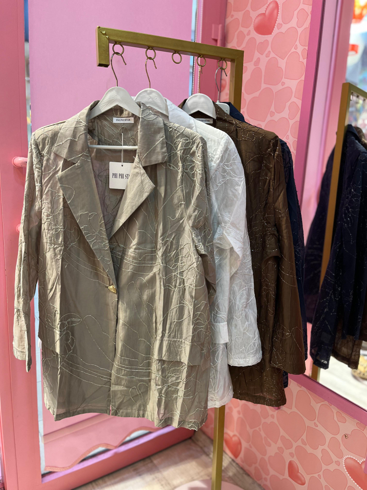 Nakışlı organze blazer