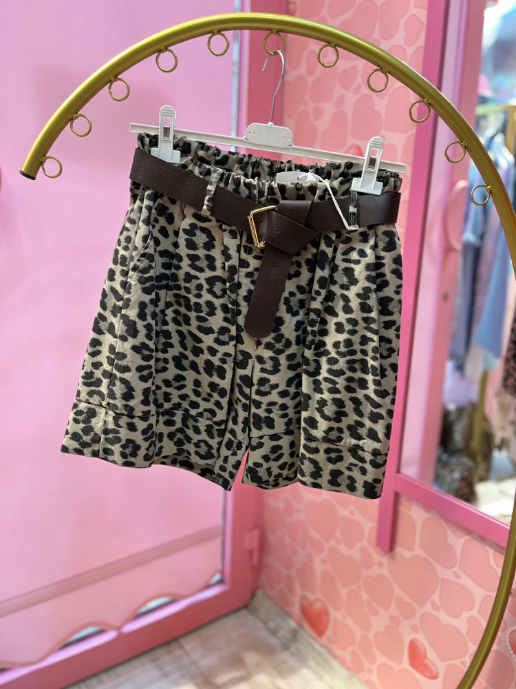 Leopar desen ithal koton şort