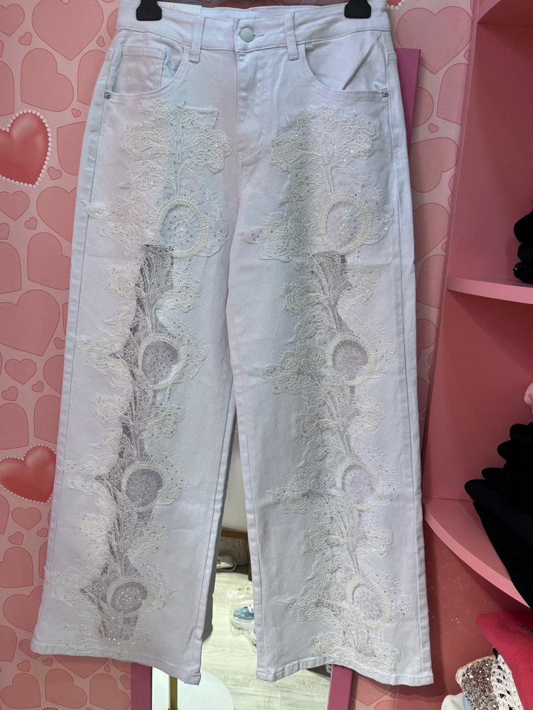 Dantel işlemeli premium jean