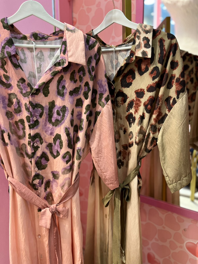 Leopar baskılı gömlek elbise
