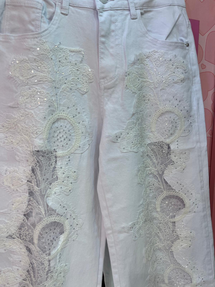Dantel işlemeli premium jean