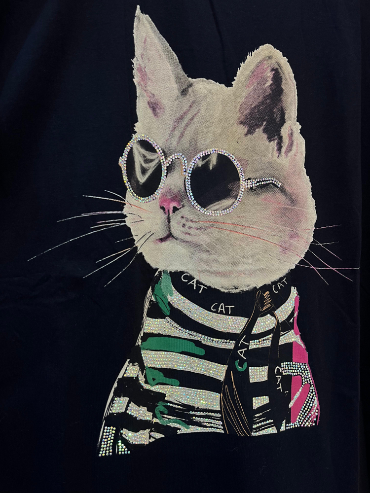 Kedi baskılı tshirt 
