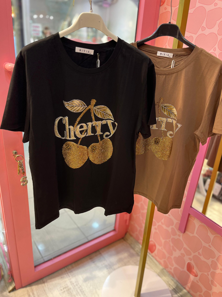 Cherry taşlı tshirt