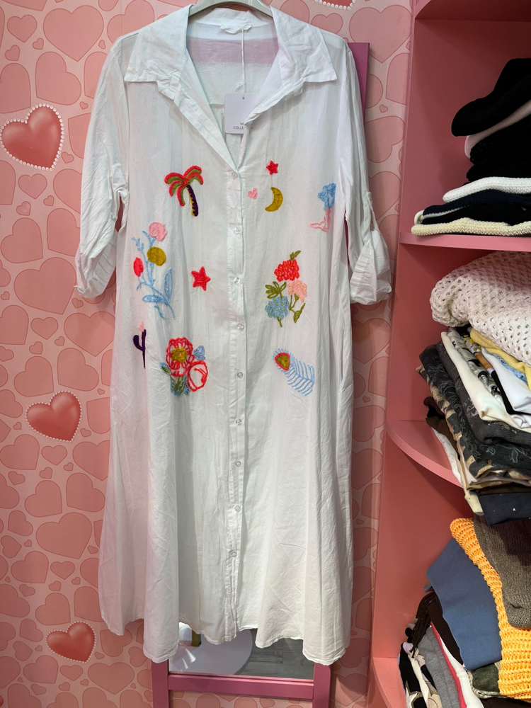 Palmiye nakışlı gömlek elbise