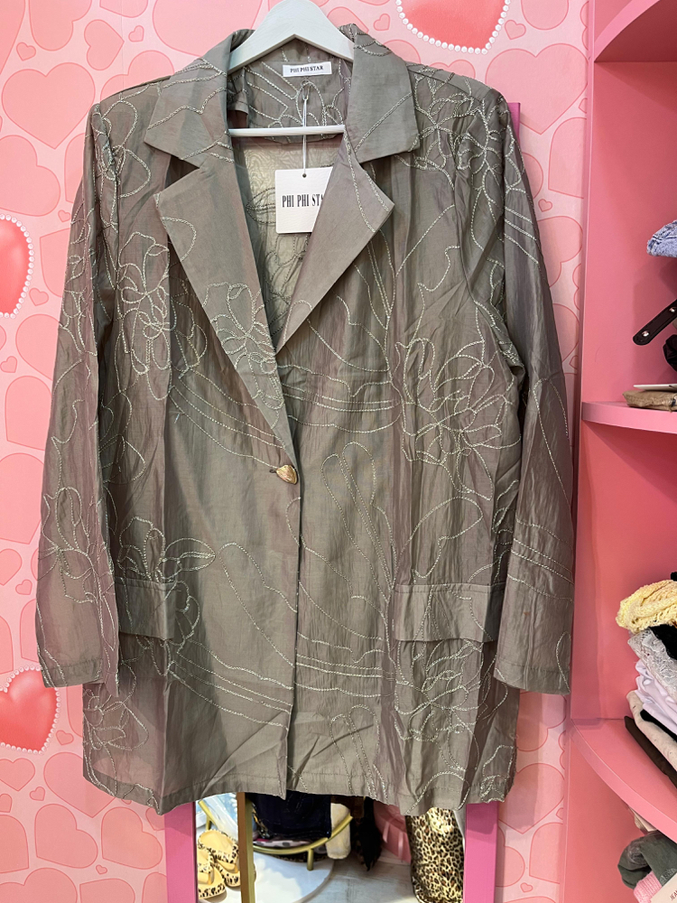 Nakışlı organze blazer