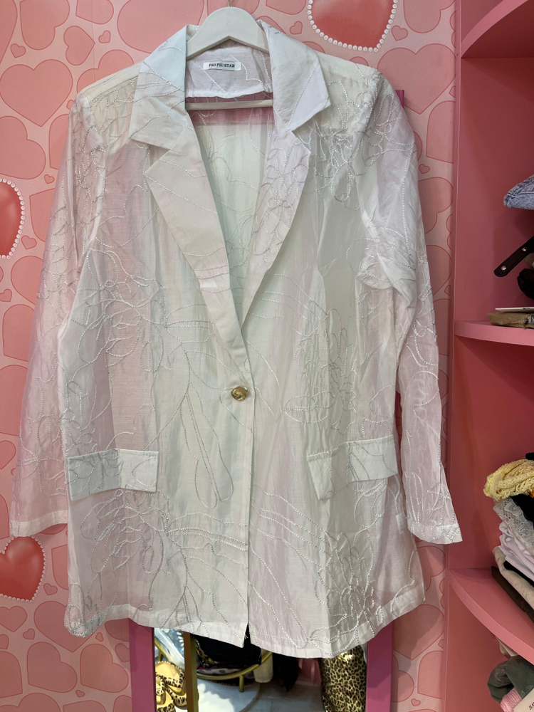 Nakışlı organze blazer