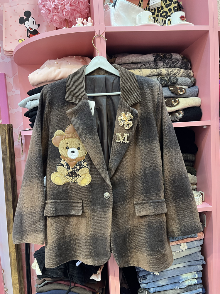 Ayıcık işli ekose blazer