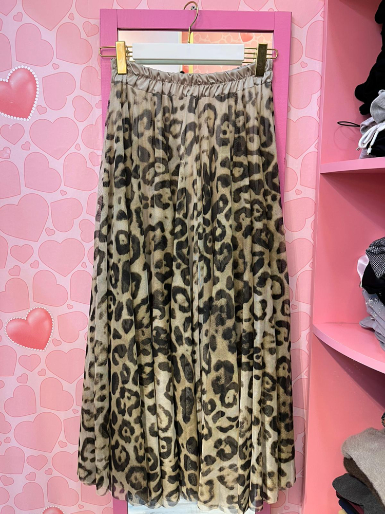 Leopar desen ithal tül etek