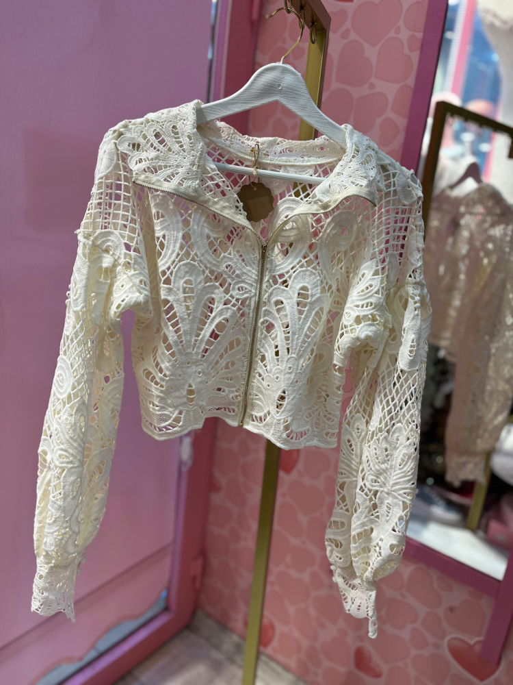 Dantel crop ceket