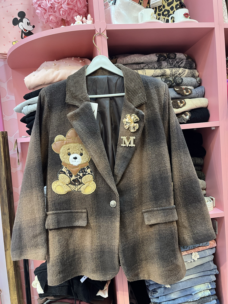 Ayıcık işli ekose blazer
