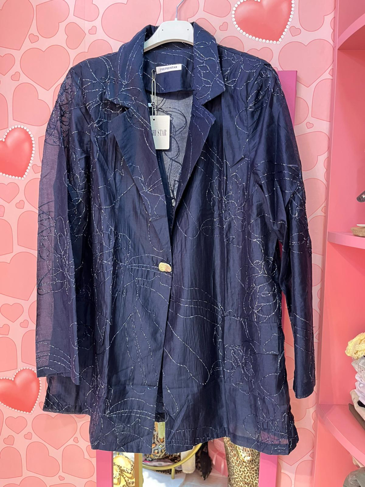 Nakışlı organze blazer
