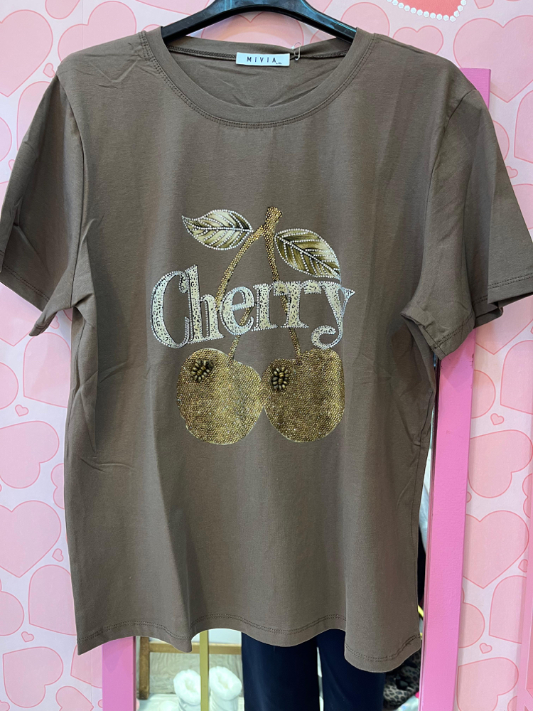 Cherry taşlı tshirt