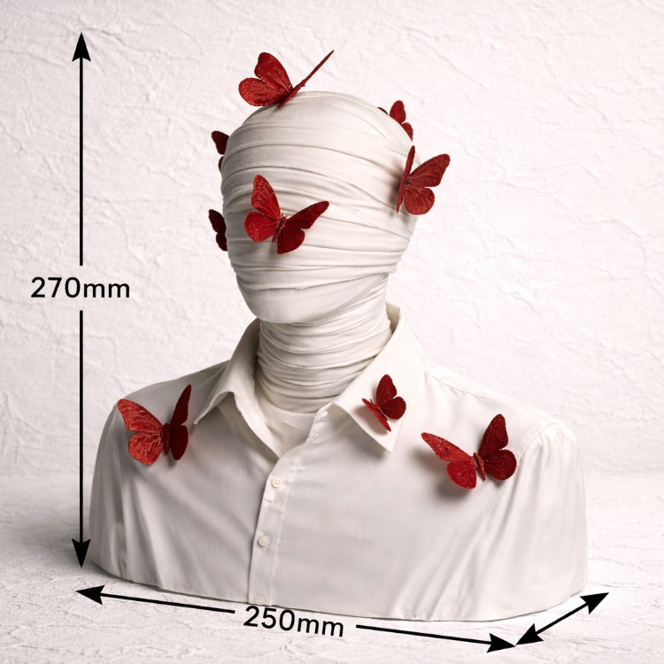 Butterfly Passion Mumya Büst | 270mm x 250mm Büyük Boy Dekorasyon