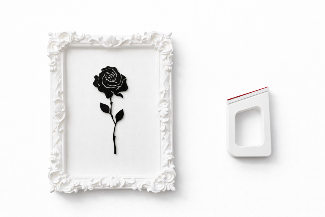 Monarch Rose Kabartma Gül Model Varaklı Beyaz Premium Tablo |170mm x 230mm Masaüstü İçin