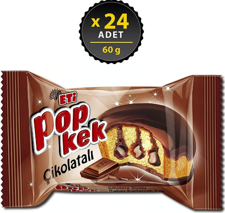 Eti Popkek Çikolatalı Kek 60 g x 24 Adet