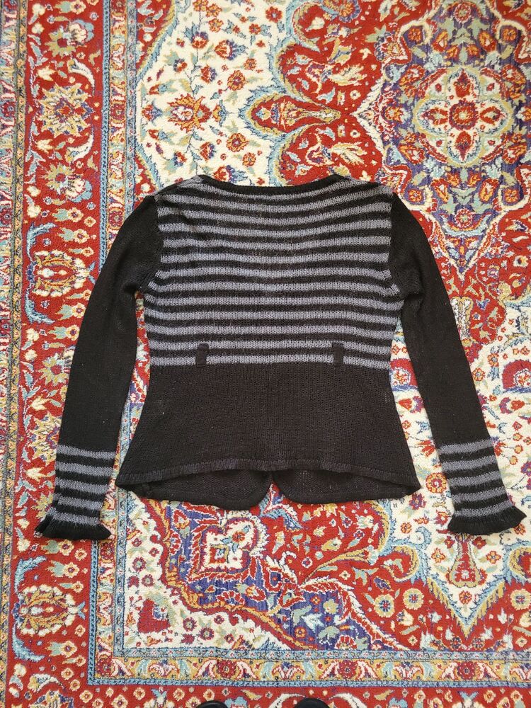 striped cardigan with flower details