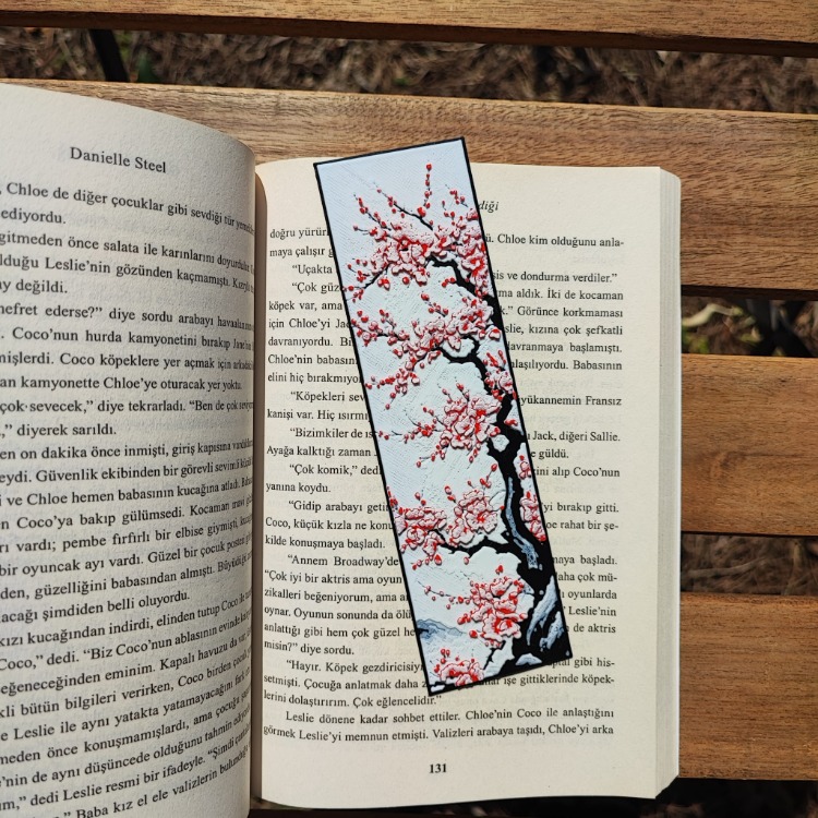 Tia Craft Sakura Kiraz Çiçeği Motifli 3lü 3D Kitap Ayracı Seti Dekoratif Hediyelik