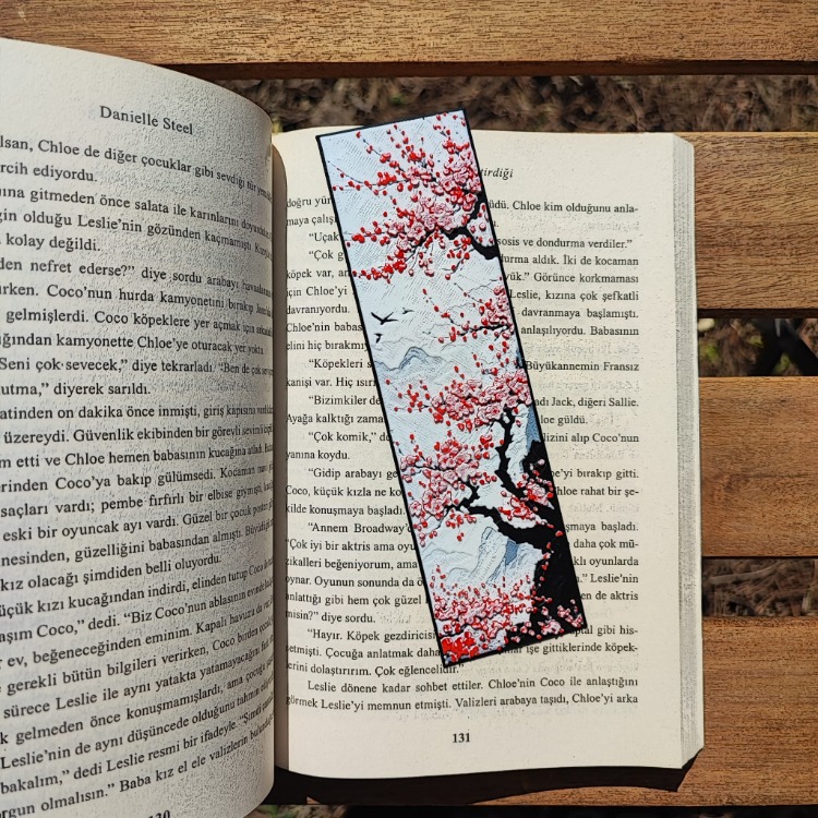 Tia Craft Sakura Kiraz Çiçeği Motifli 3lü 3D Kitap Ayracı Seti Dekoratif Hediyelik