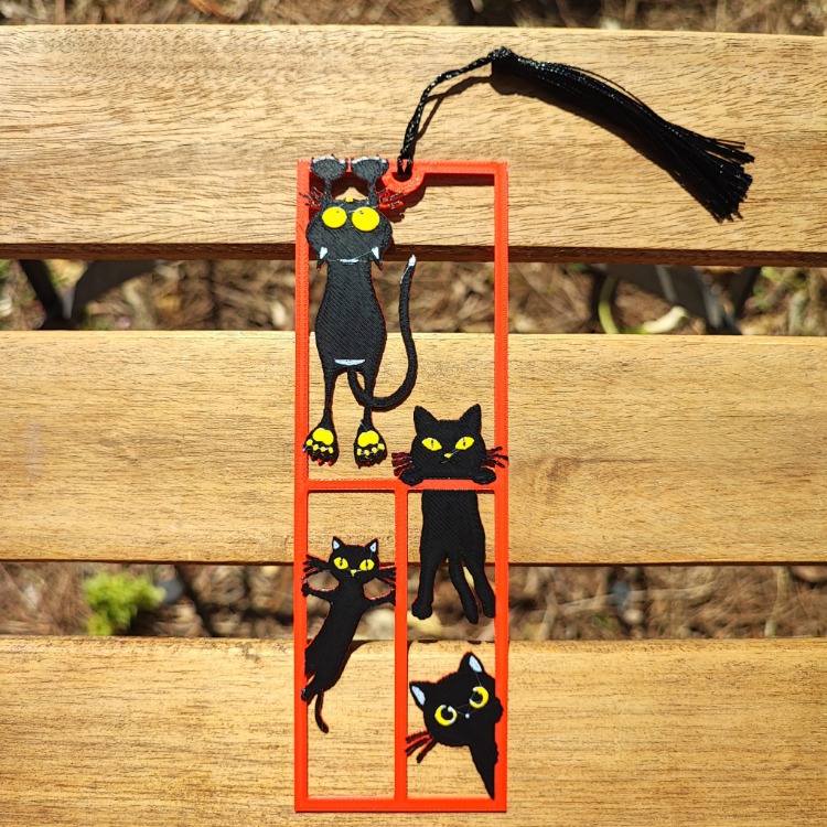 Tia Craft Siyah Kediler Motifli 3D Kitap Ayracı Püsküllü Dekoratif Hediyelik