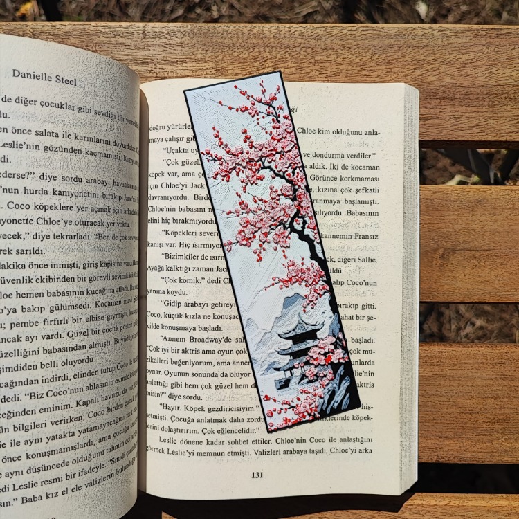 Tia Craft Sakura Kiraz Çiçeği Motifli 3lü 3D Kitap Ayracı Seti Dekoratif Hediyelik