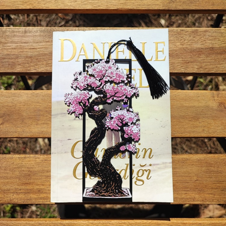 Tia Craft Bonsai Ağacı Motifli 3D Kitap Ayracı Pembe Püsküllü Dekoratif Hediyelik