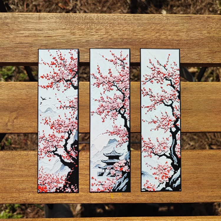 Tia Craft Sakura Kiraz Çiçeği Motifli 3lü 3D Kitap Ayracı Seti Dekoratif Hediyelik